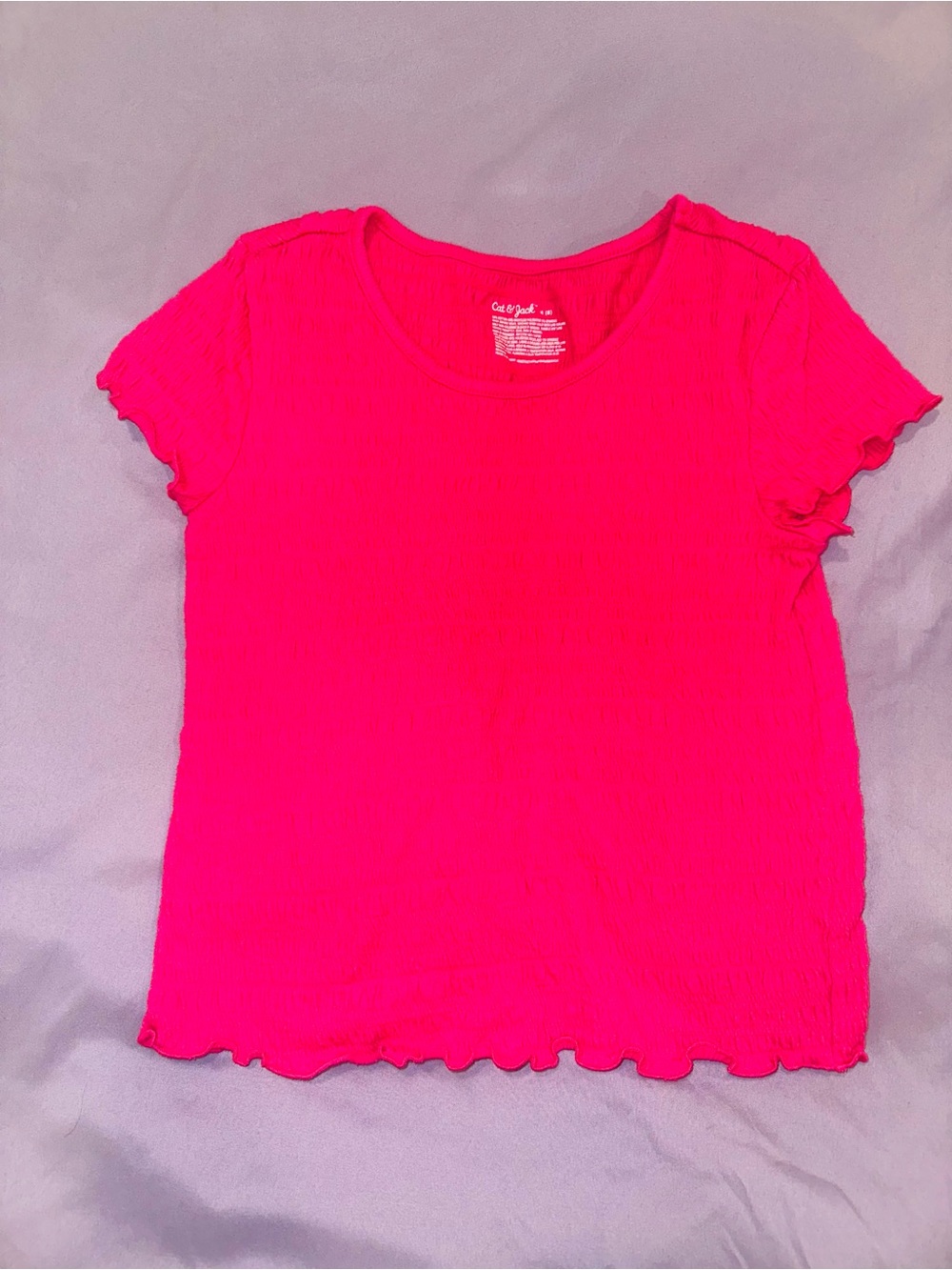 Cat & Jack Hot Pink Girls' Textured Short Sleeve Top